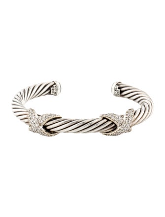 David Yurman 1.58ctw Diamond Cable X Cuff Bracelet