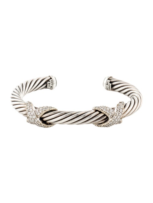 David Yurman 1.58ctw Diamond Cable X Cuff Bracelet