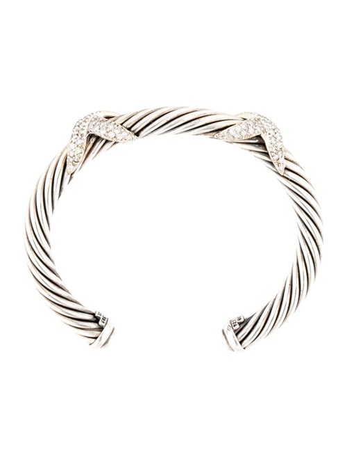 David Yurman 1.58ctw Diamond Cable X Cuff Bracelet
