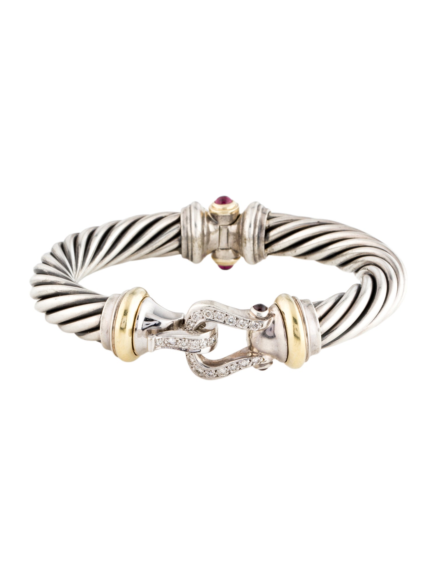 David Yurman Rhodolite & Diamond Cable Buckle Bangle