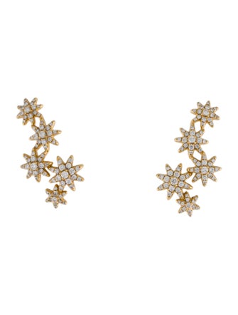 David Yurman 18K Diamond Starburst Ear Climber Earrings