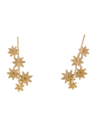 David Yurman 18K Diamond Starburst Ear Climber Earrings