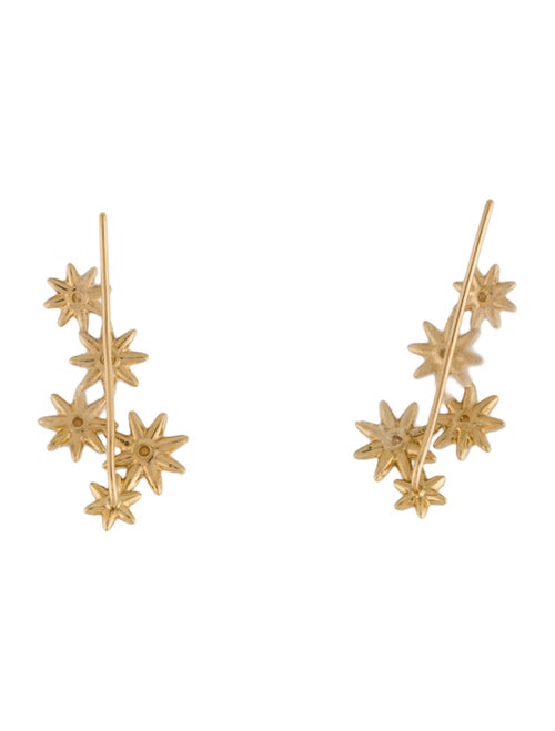 David Yurman 18K Diamond Starburst Ear Climber Earrings