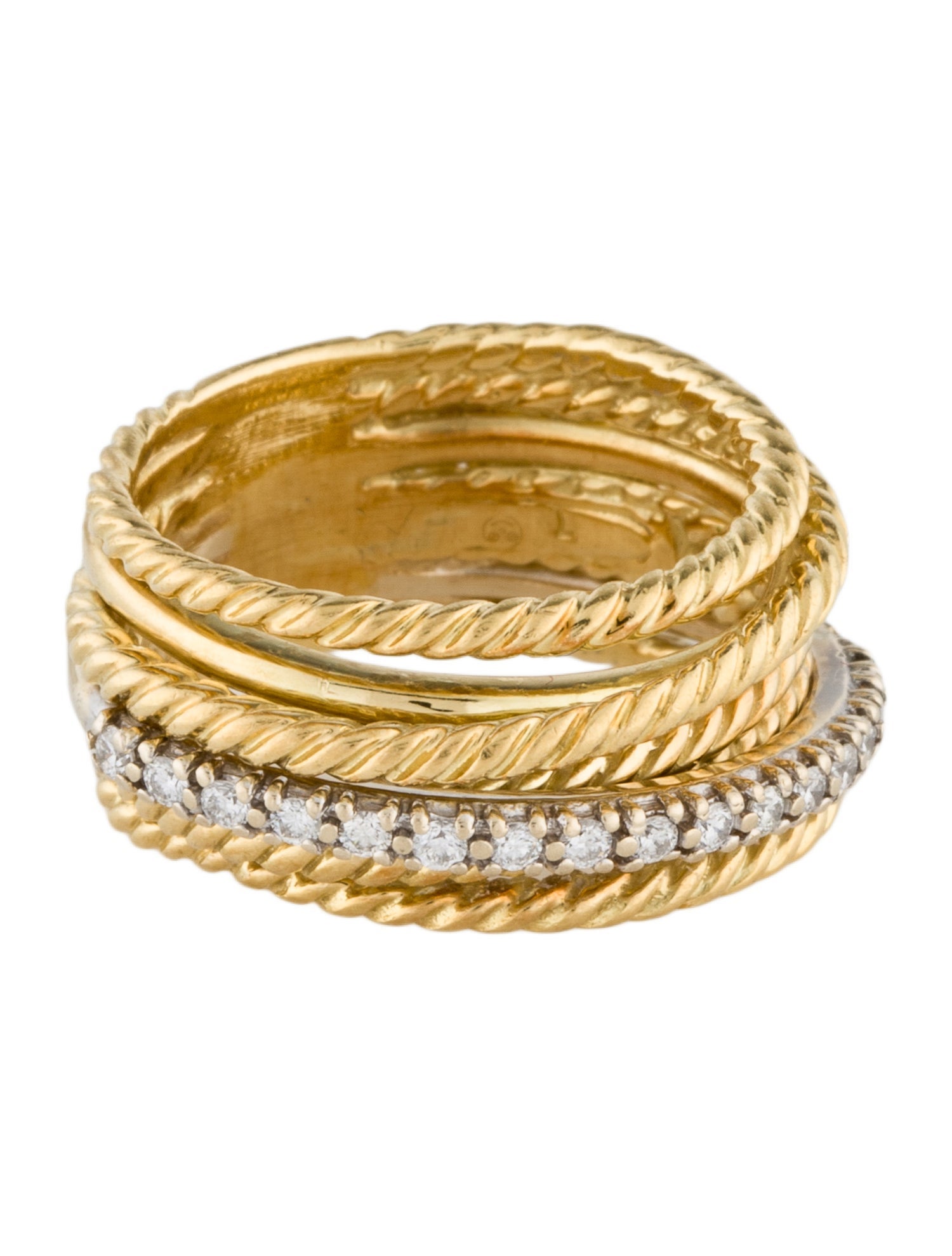 David Yurman 18K Diamond Crossover Ring