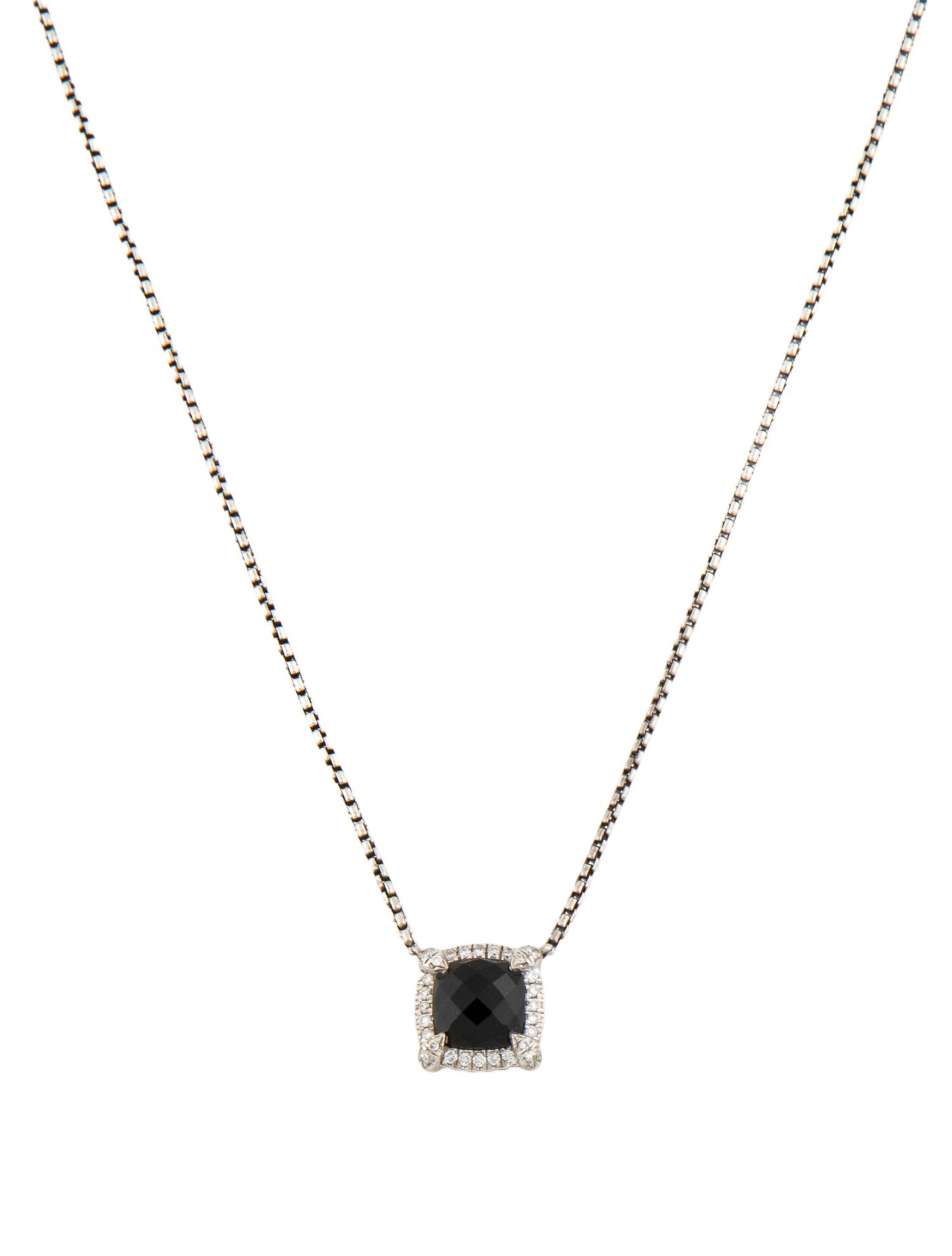 David Yurman Onyx & Diamond Chatelaine Pendant Necklace