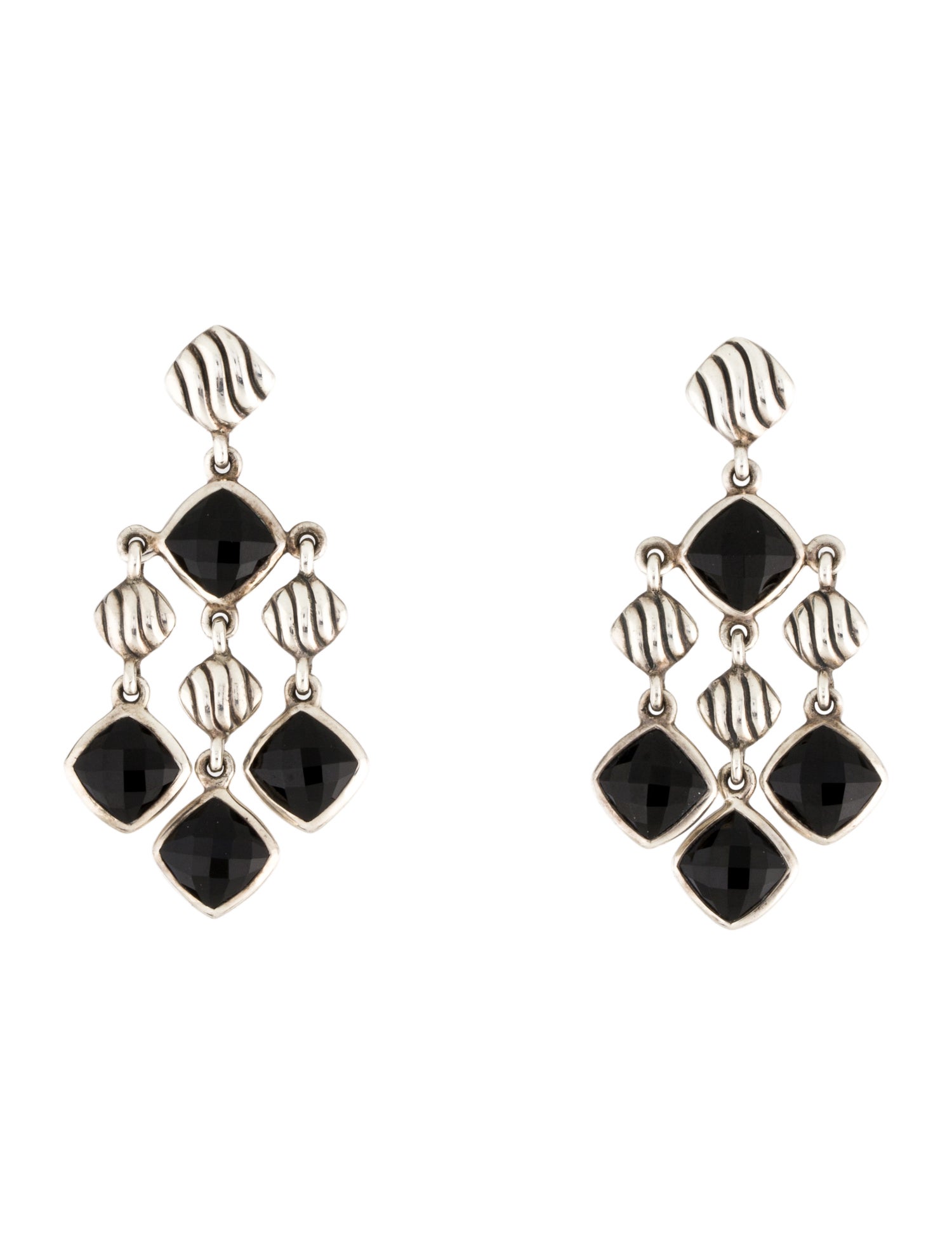 David Yurman Onyx Sculpted Cable Chandelier Earrings
