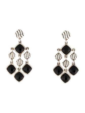 David Yurman Onyx Sculpted Cable Chandelier Earrings