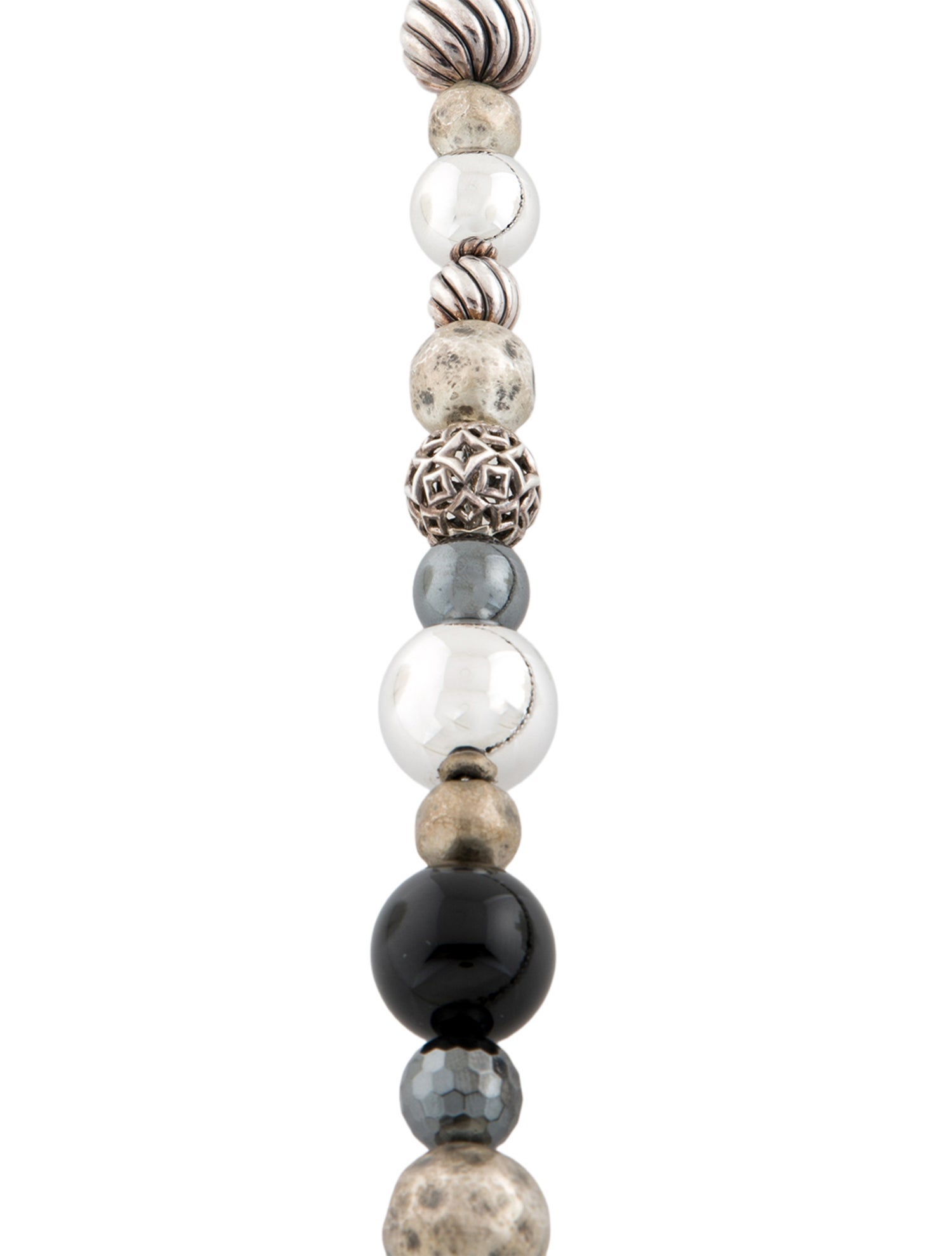 David Yurman Onyx & Hematine Elements Bead Strand Necklace