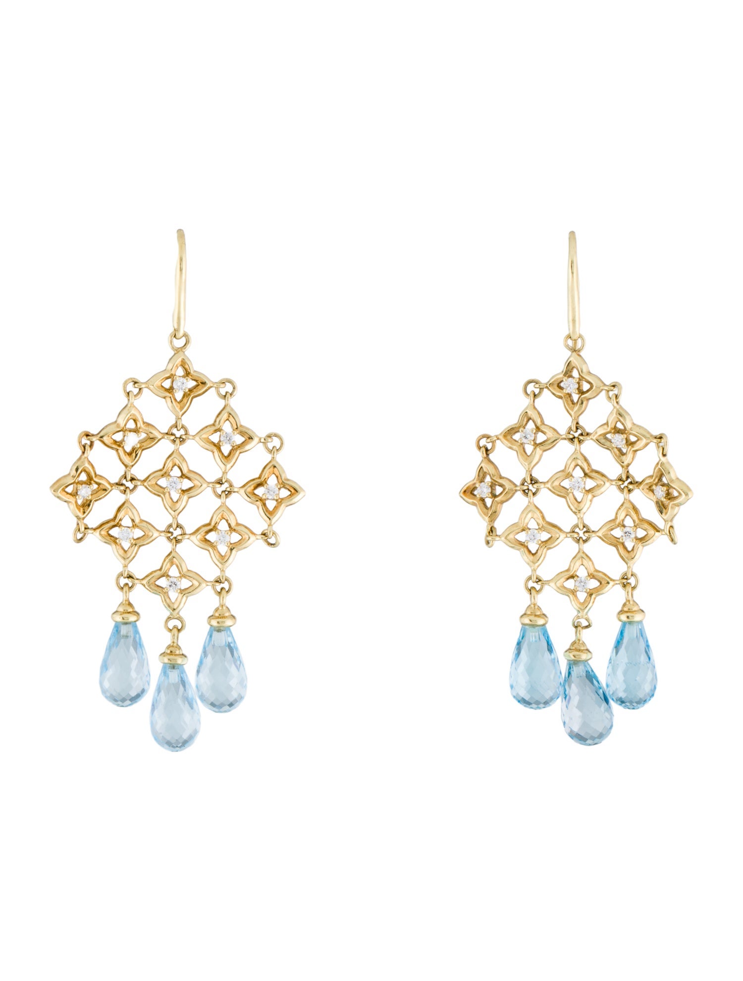David Yurman 18K Topaz & Diamond Quatrefoil Chandelier Earrings