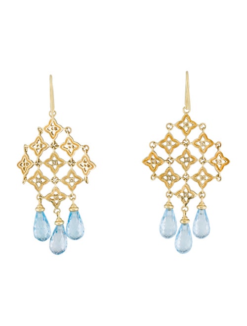 David Yurman 18K Topaz & Diamond Quatrefoil Chandelier Earrings