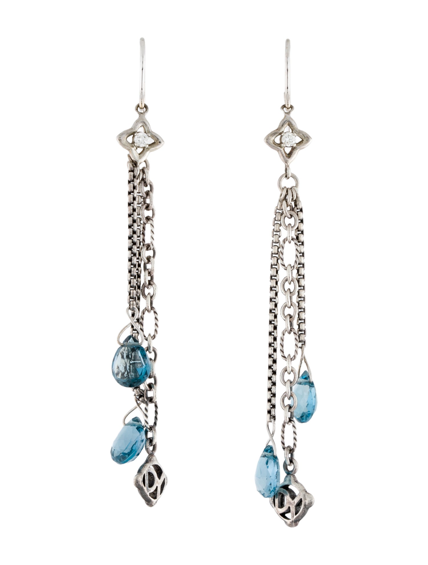 David Yurman Topaz & Diamond Tassel Earrings
