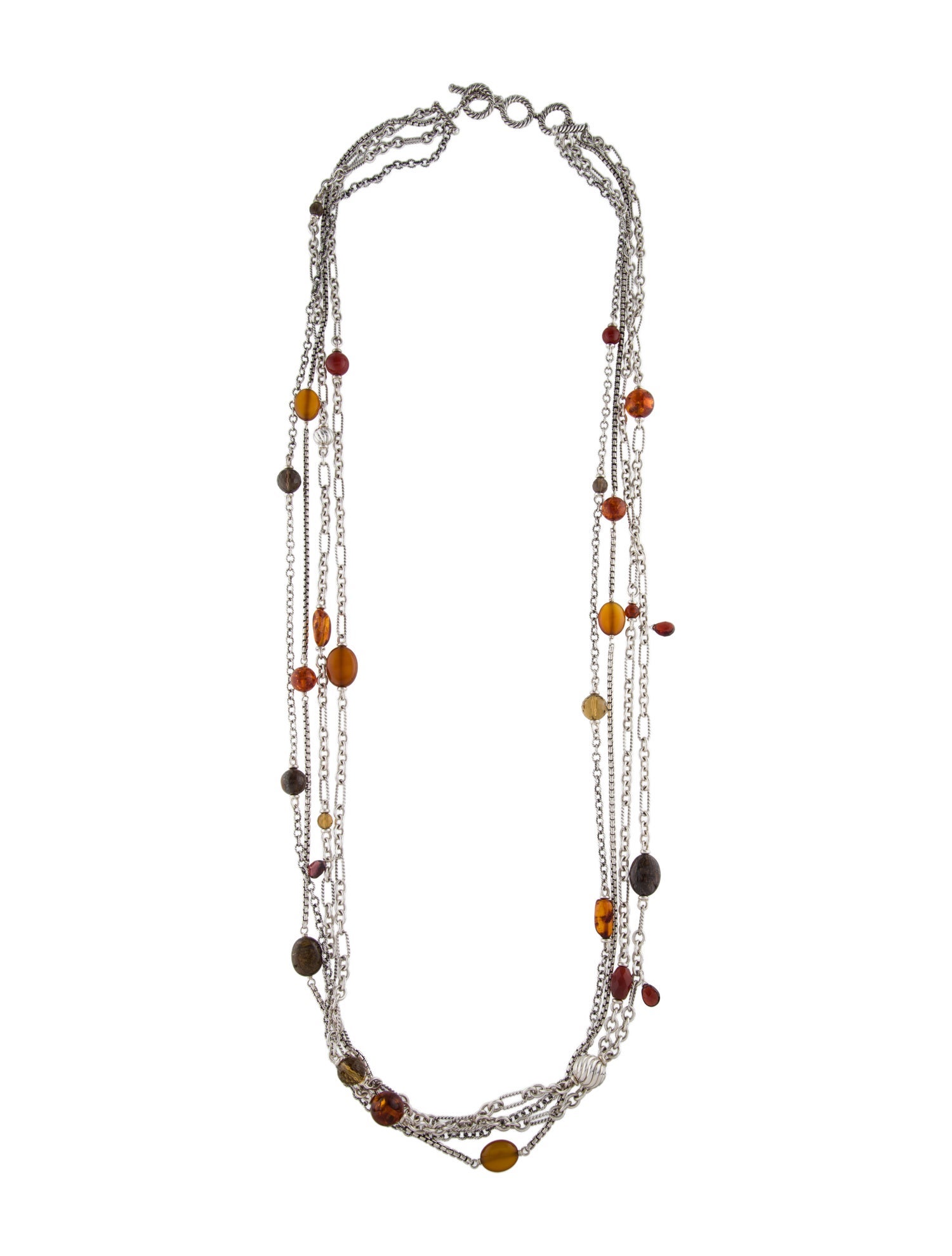 David Yurman Multistone 4 Row Mixed Chain Necklace