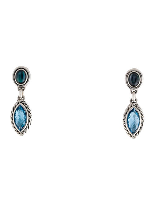 David Yurman Mother of Pearl, Topaz Doublet & Topaz Drop Earrings