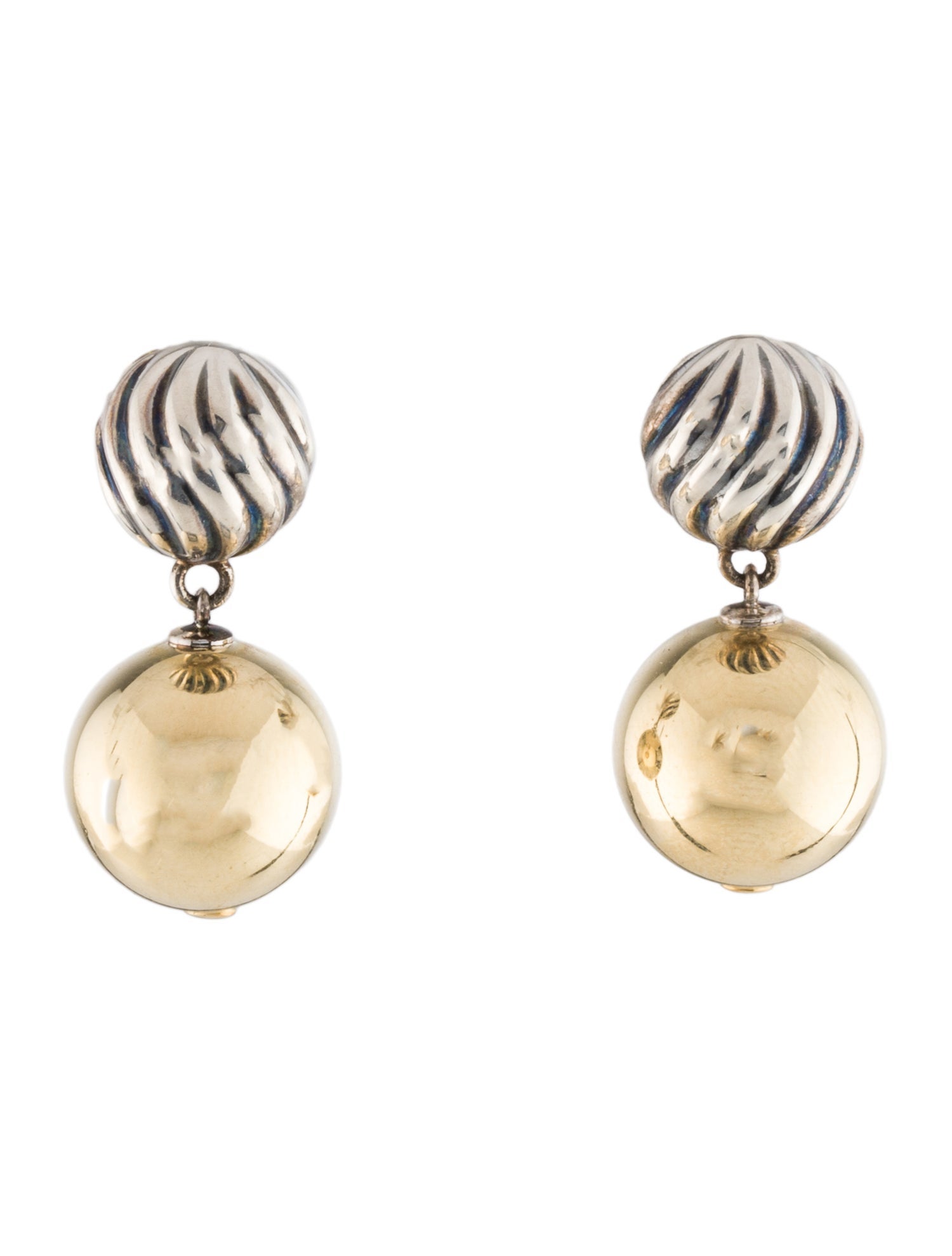 David Yurman Two-Tone Sculpted Cable Drop Earrings