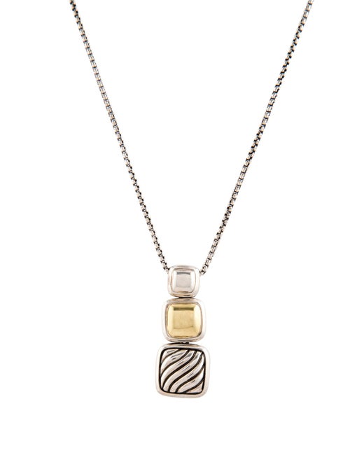 David Yurman Small Two-Tone Triple Drop Chiclet Pendant Necklace