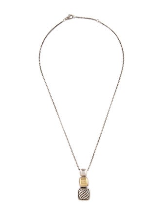 David Yurman Small Two-Tone Triple Drop Chiclet Pendant Necklace