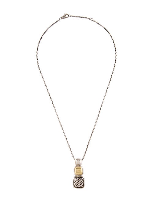 David Yurman Small Two-Tone Triple Drop Chiclet Pendant Necklace
