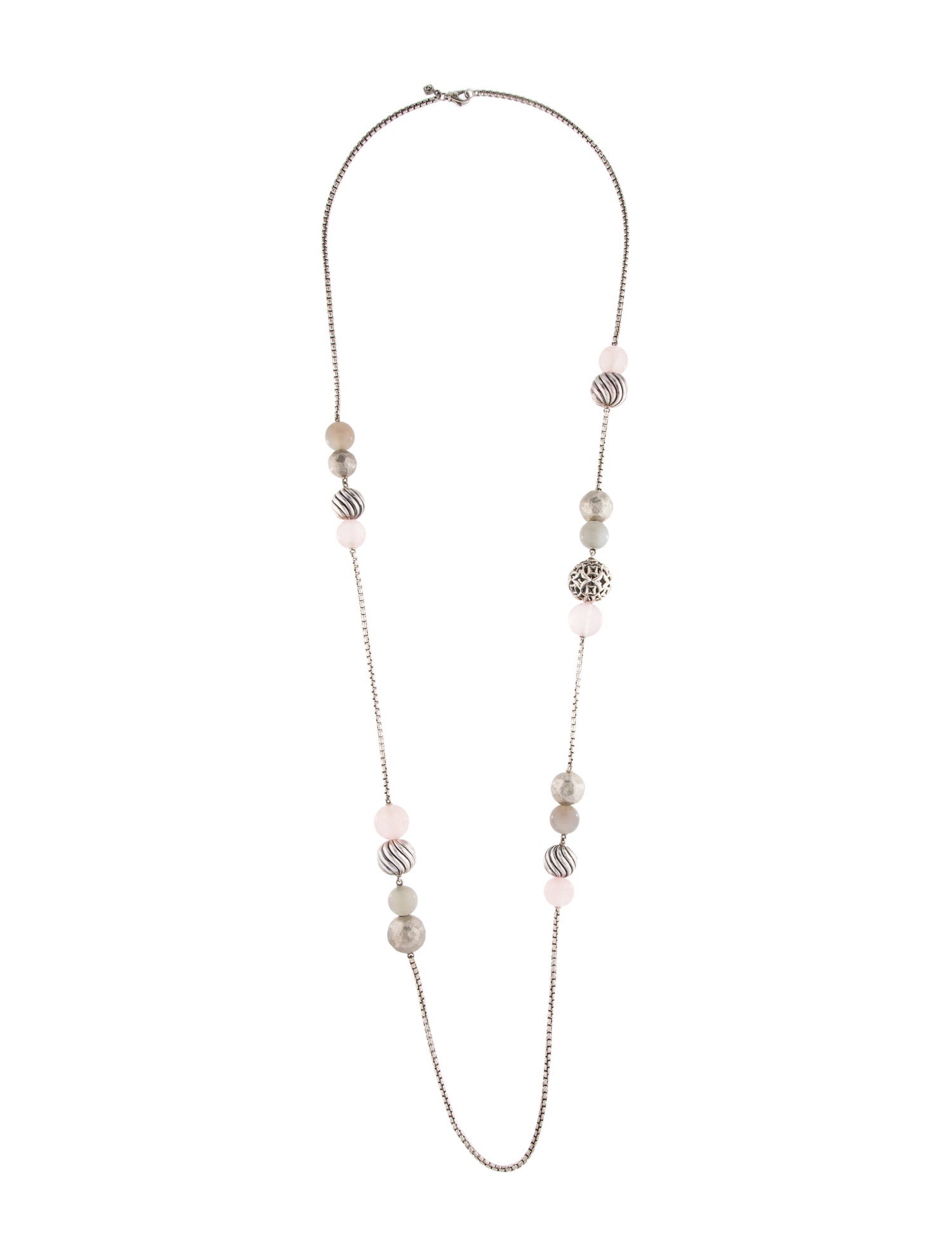 David Yurman Rose Quartz, Moonstone & Chalcedony Elements Station Necklace