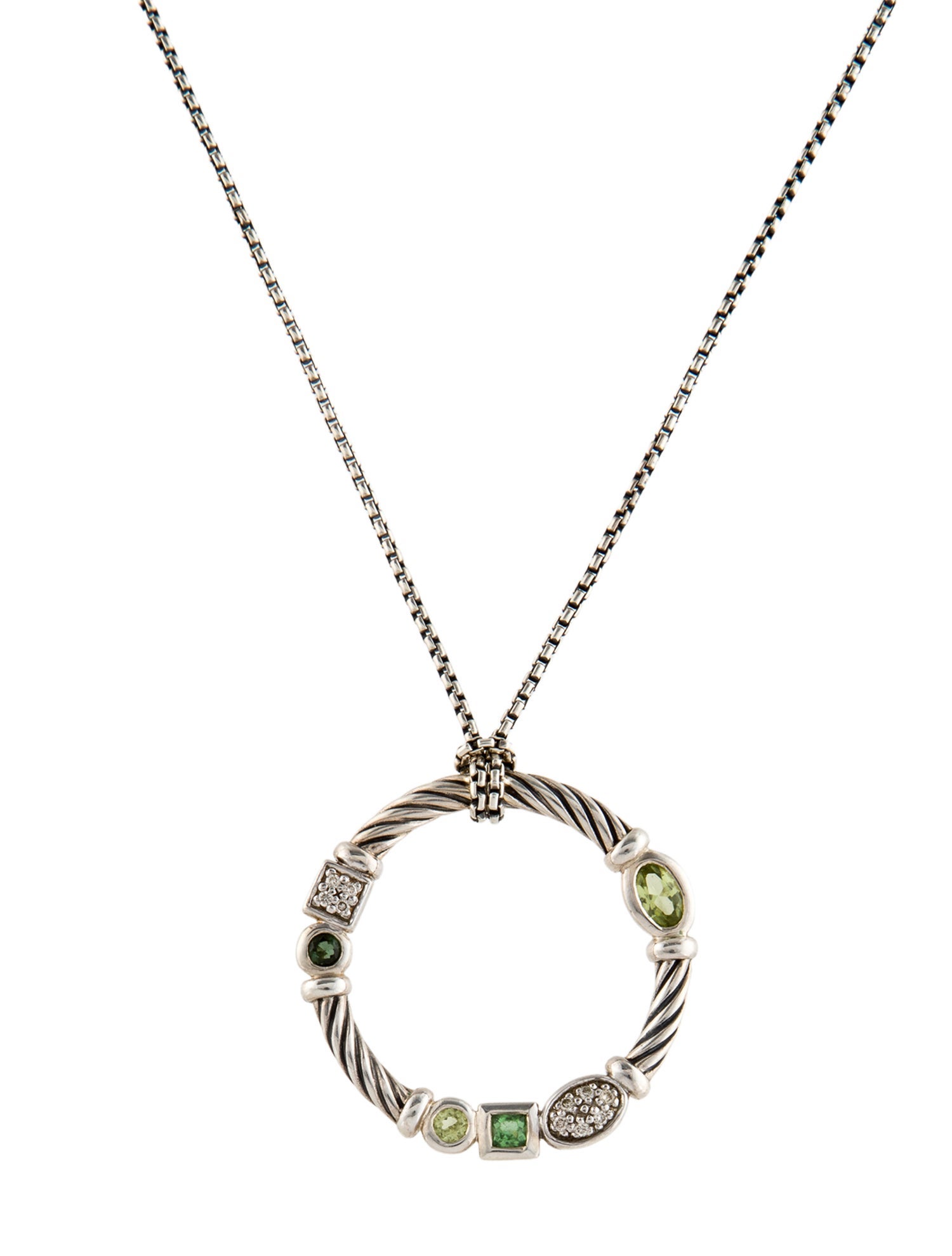 David Yurman Tourmaline, Peridot & Diamond Confetti Pendant Necklace
