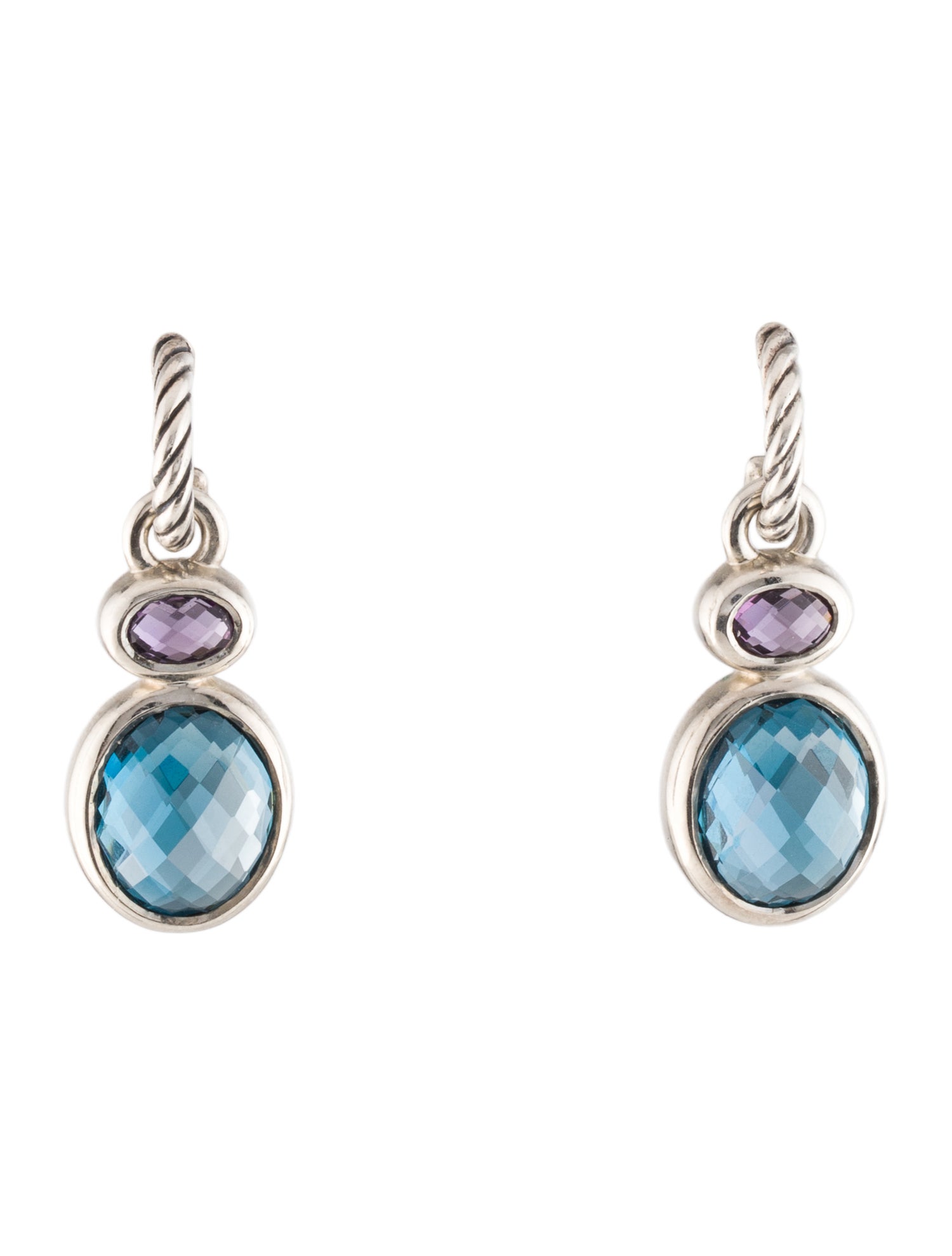 David Yurman Topaz & Amethyst Drop Earrings