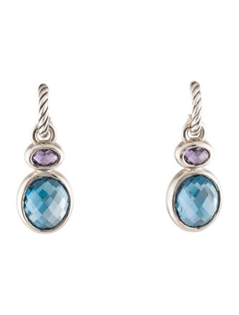 David Yurman Topaz & Amethyst Drop Earrings