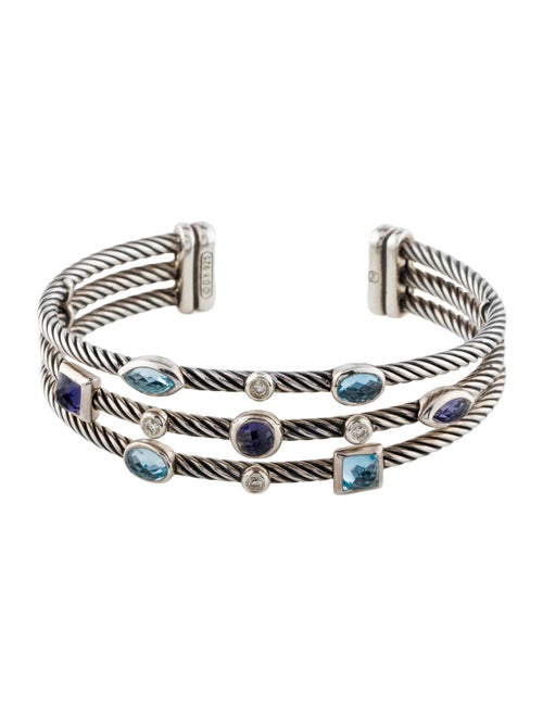 David Yurman Topaz, Iolite & Diamond Three Row Confetti Bracelet