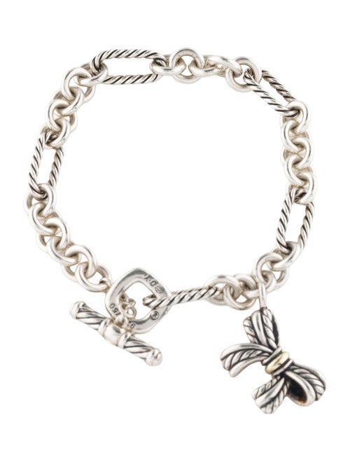David Yurman Two-Tone Bow Charm Figaro Bracelet