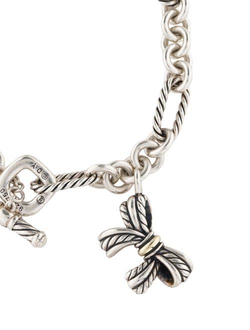 David Yurman Two-Tone Bow Charm Figaro Bracelet