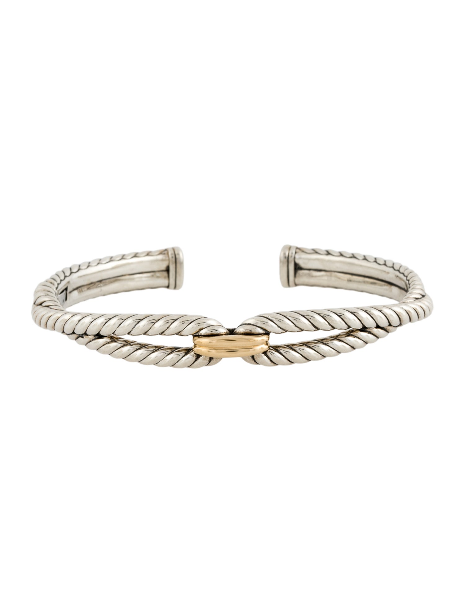 David Yurman Two-Tone Cable Loop Hinged Cuff Bracelet