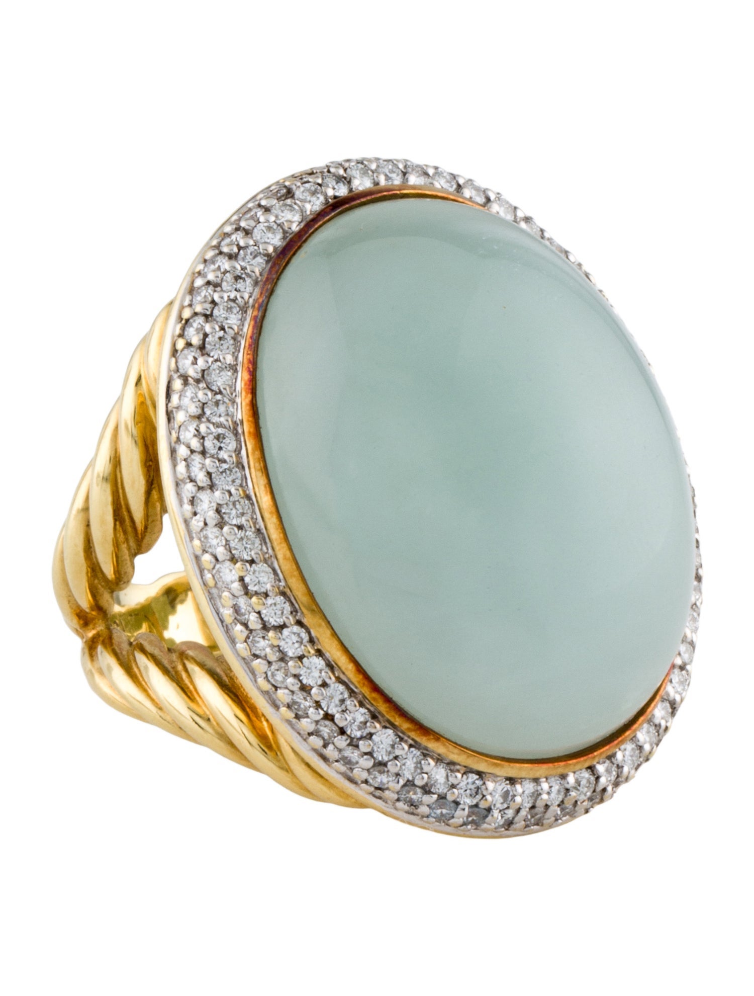 David Yurman 18K 29.75ct Aquamarine & Diamond Cocktail Ring
