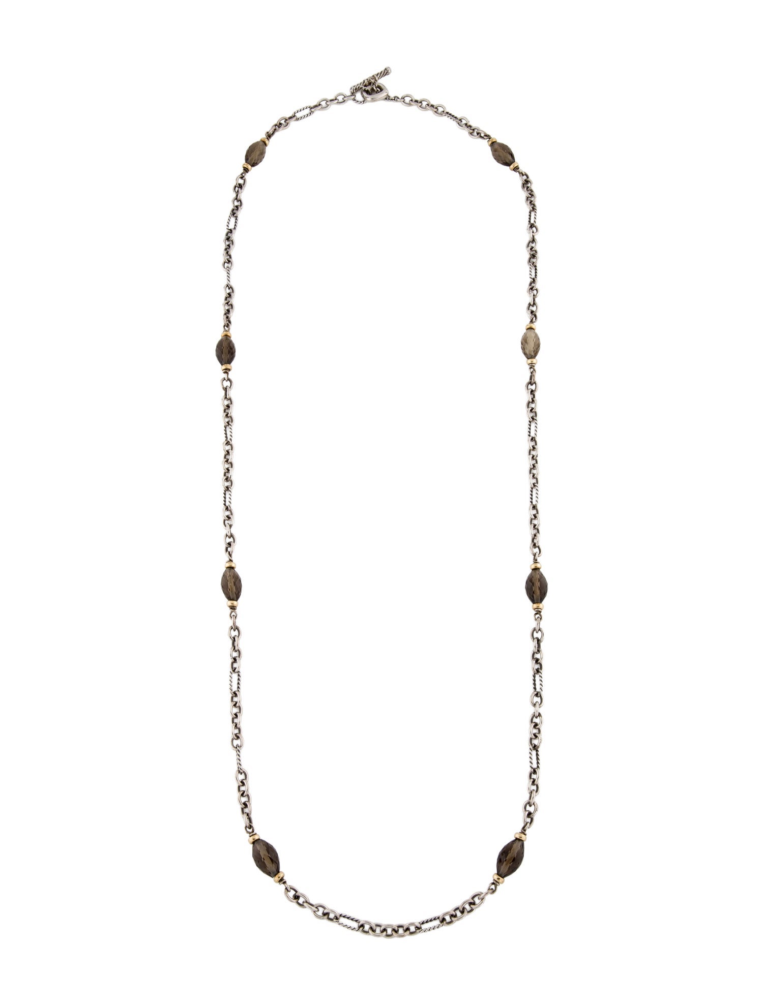 David Yurman Smoky Quartz Figaro Station Necklace