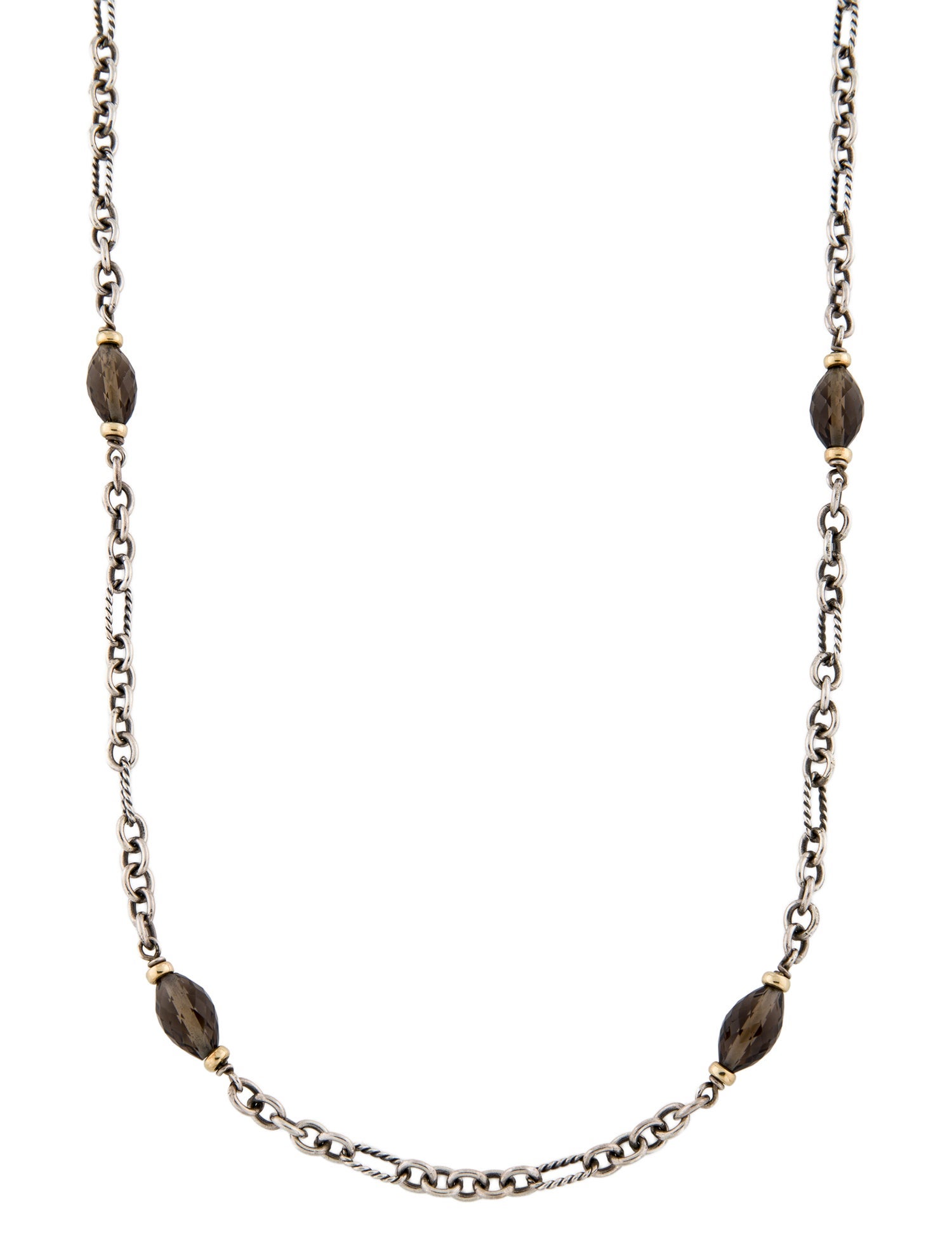 David Yurman Smoky Quartz Figaro Station Necklace