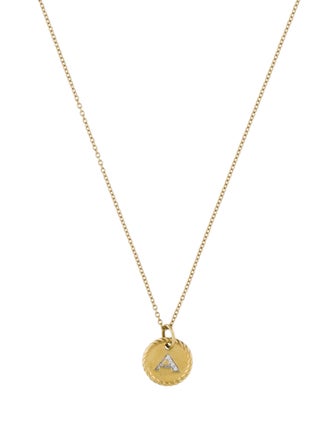 David Yurman 18K Diamond Initial 'A' Pendant Necklace
