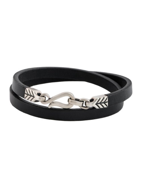 David Yurman Chevron Double-Wrap Leather Bracelet
