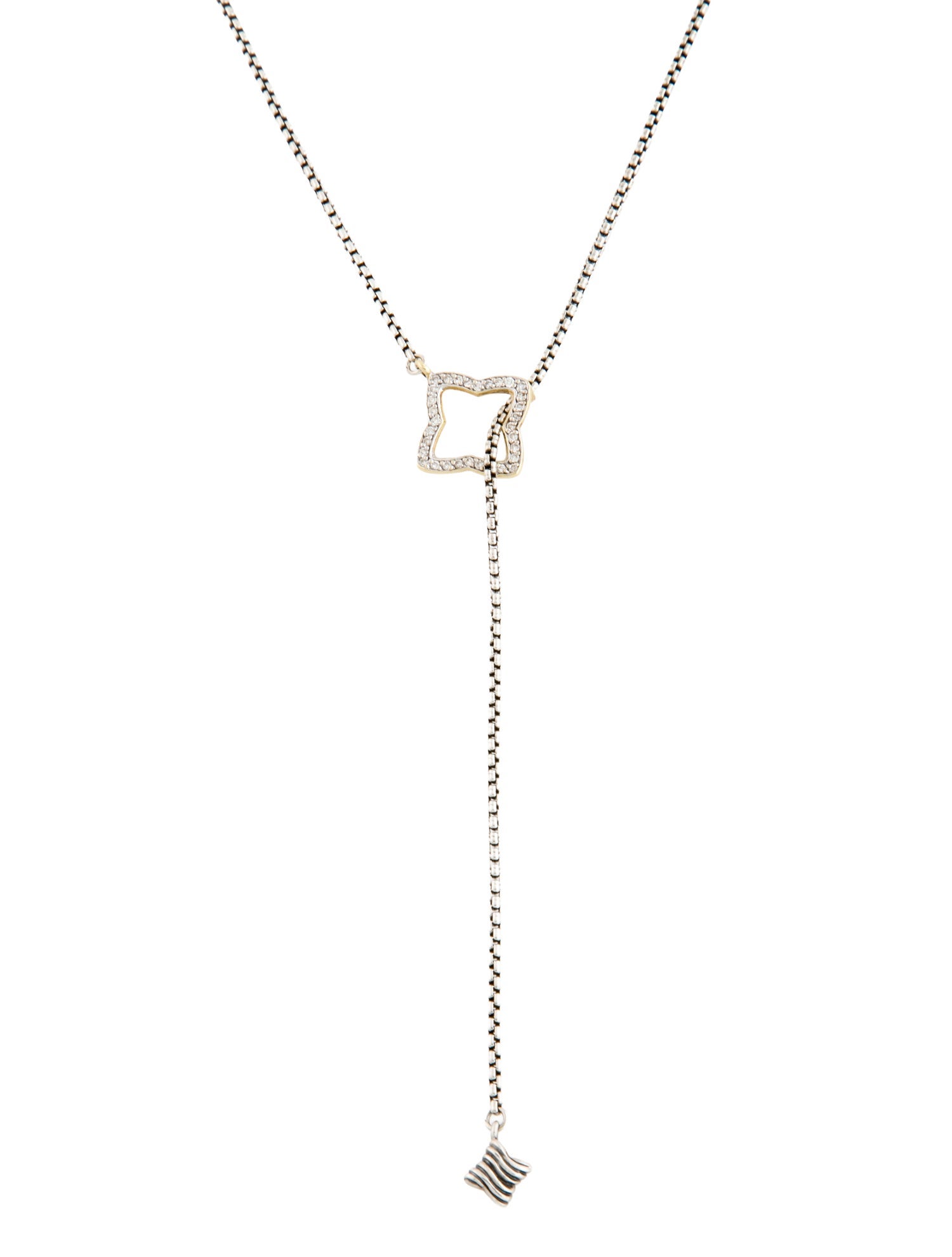 David Yurman Diamond Quatrefoil Lariat Necklace