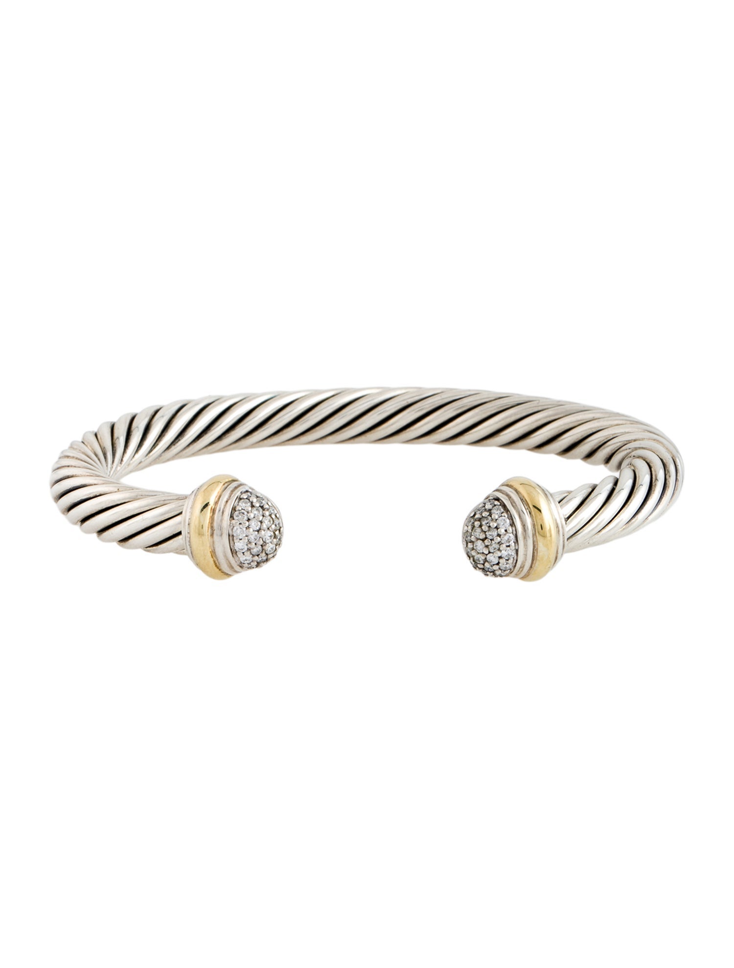David Yurman Diamond Classic Cable Cuff Bracelet