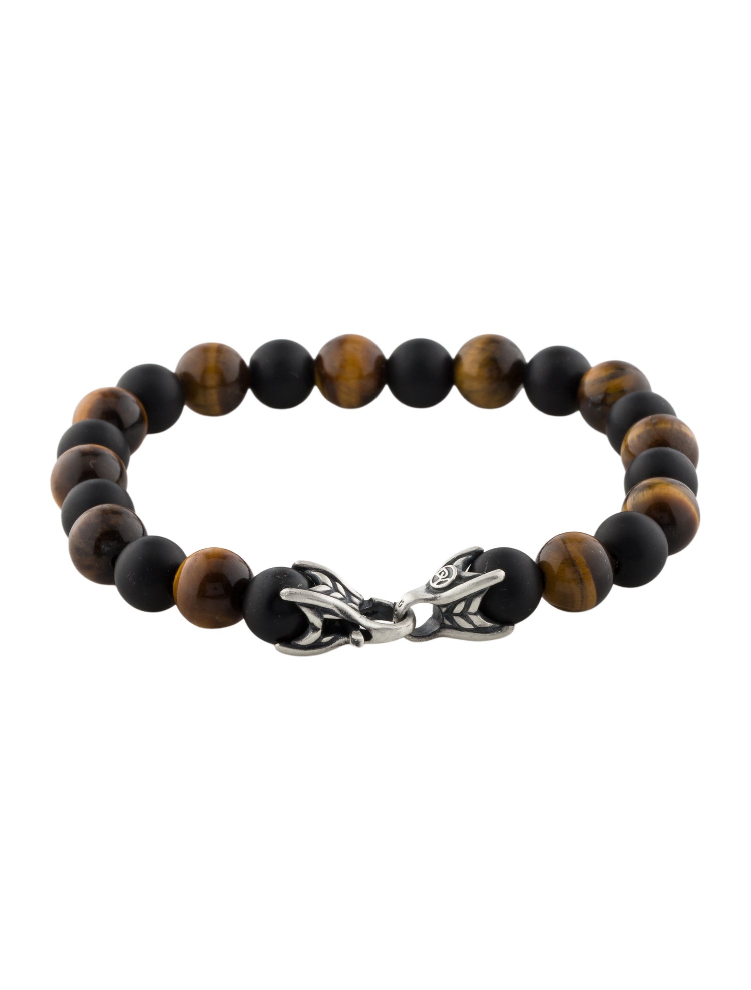 David Yurman Tiger's Eye Quartz & Onyx Bead Bracelet