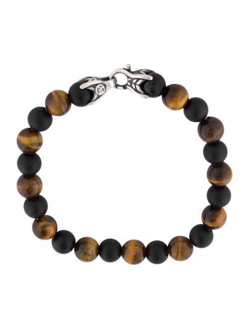 David Yurman Tiger's Eye Quartz & Onyx Bead Bracelet