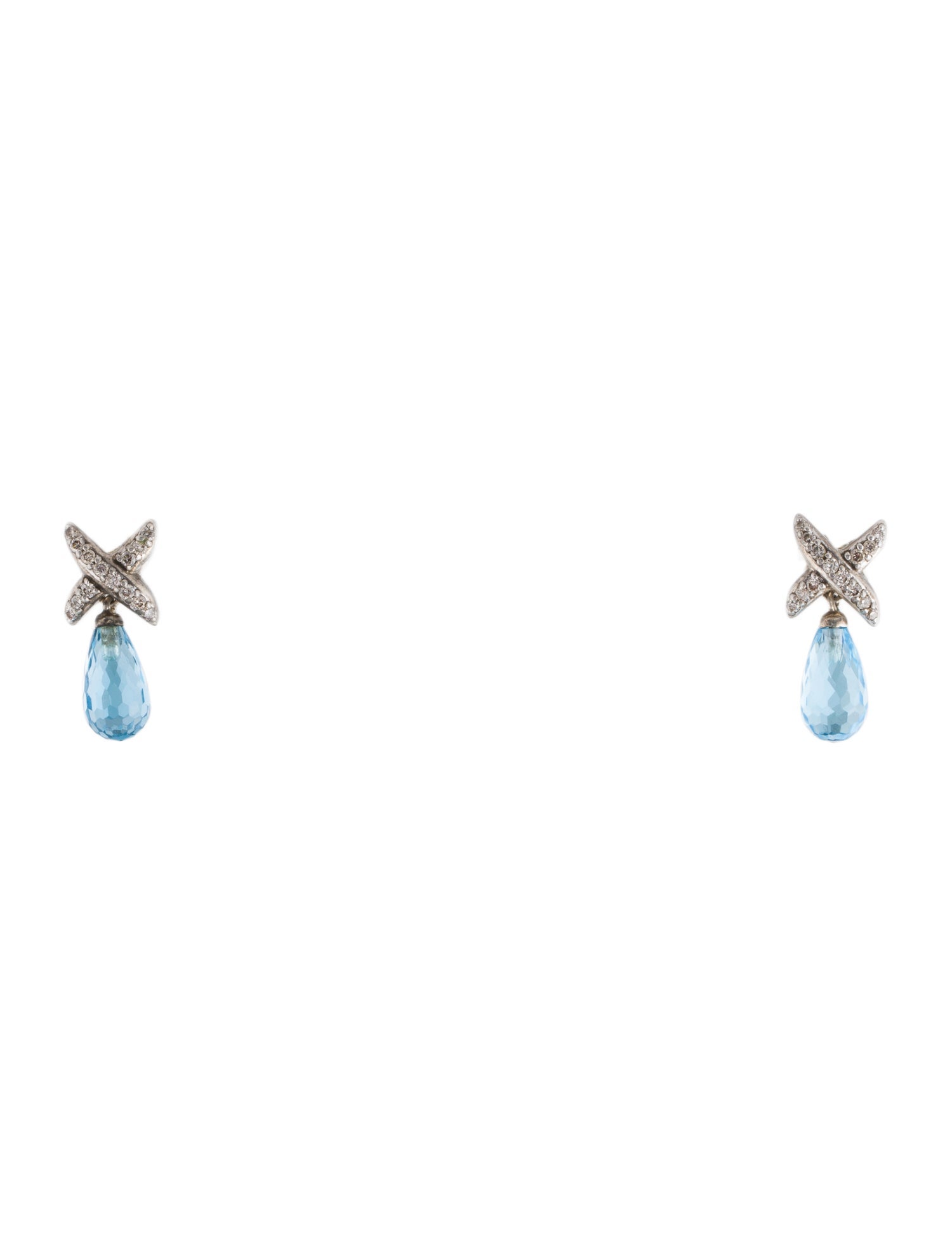 David Yurman Topaz & Diamond X Drop Earrings