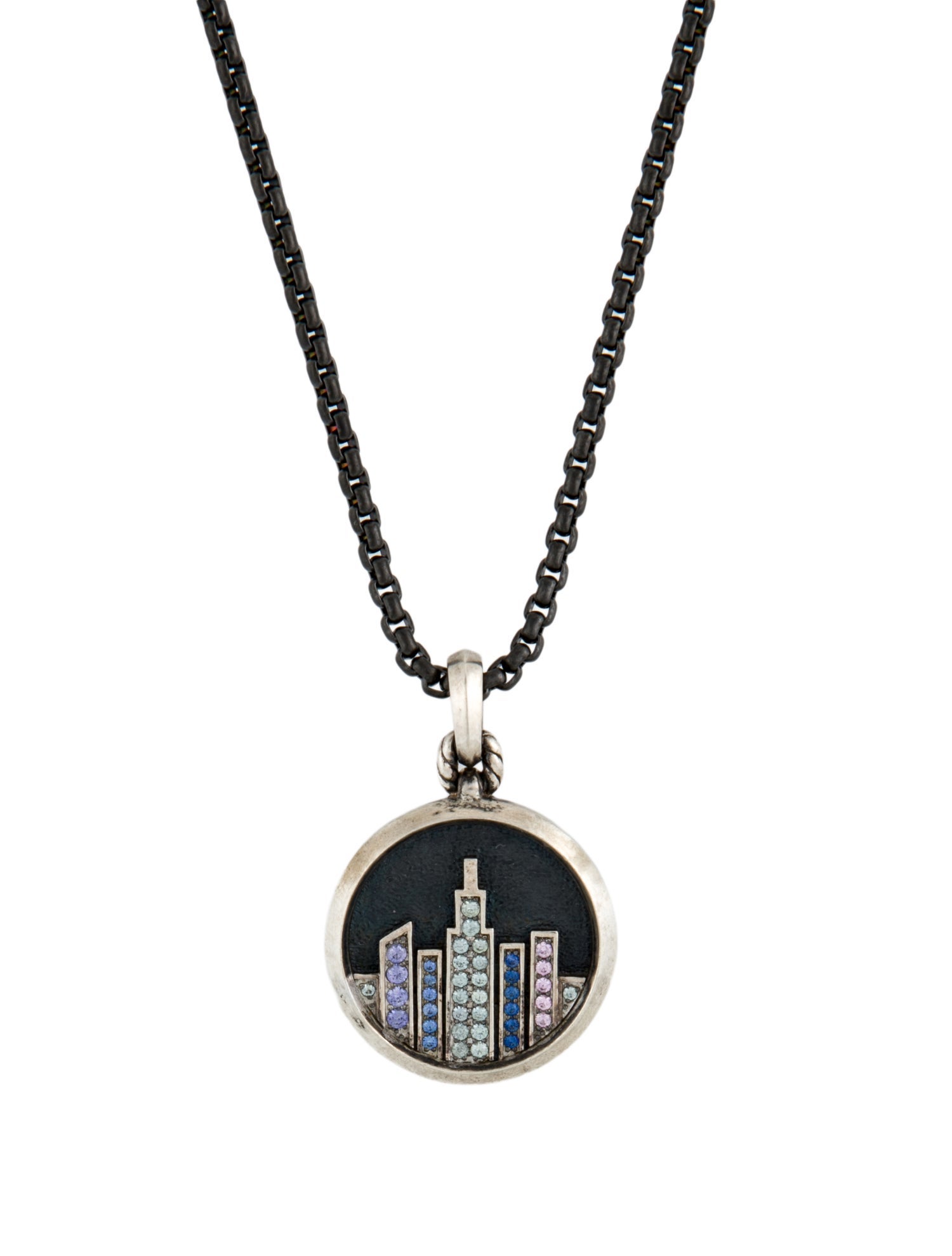 David Yurman Sapphire NYC Skyline Amulet Pendant Necklace