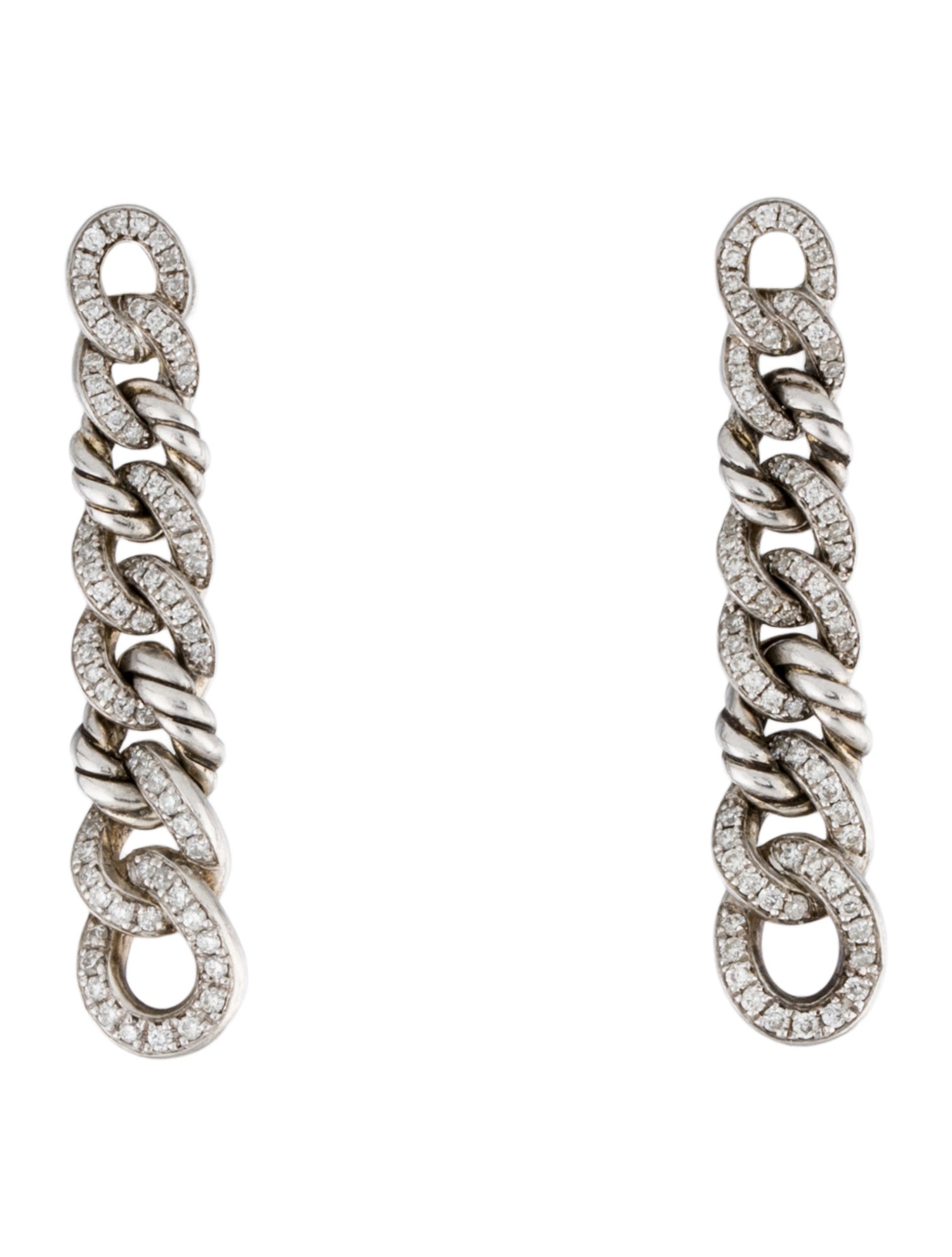 David Yurman Diamond Petite Pavé Curb Chain Earrings