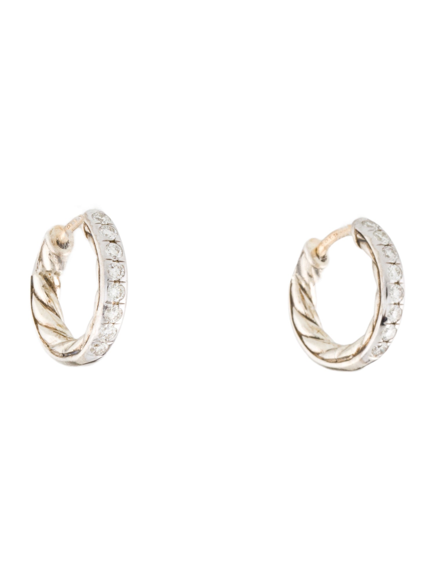 David Yurman Pavé Huggie Hoop Earrings