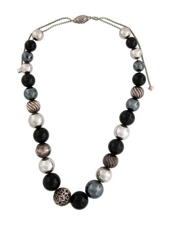 David Yurman Hematine & Onyx DY Elements Bead Necklace
