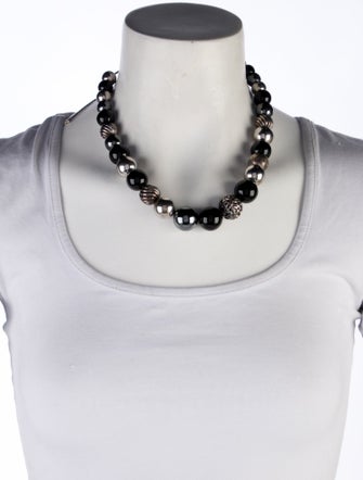 David Yurman Hematine & Onyx DY Elements Bead Necklace