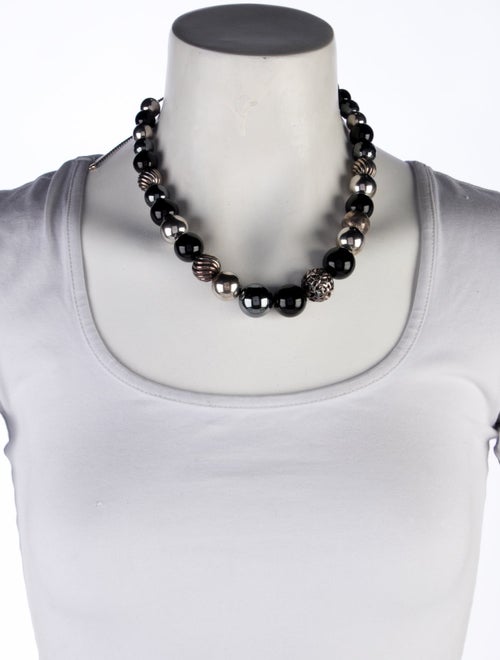 David Yurman Hematine & Onyx DY Elements Bead Necklace