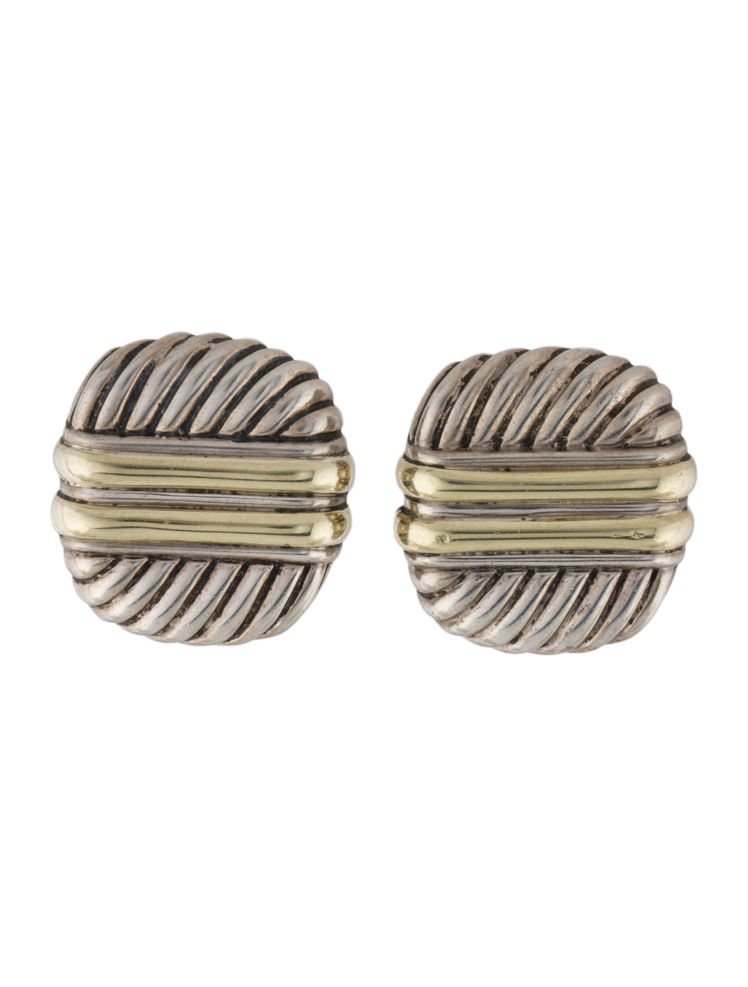 David Yurman Two-Tone Large Square Ear Clips