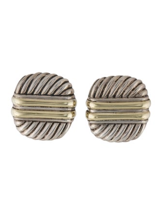 David Yurman Two-Tone Large Square Ear Clips
