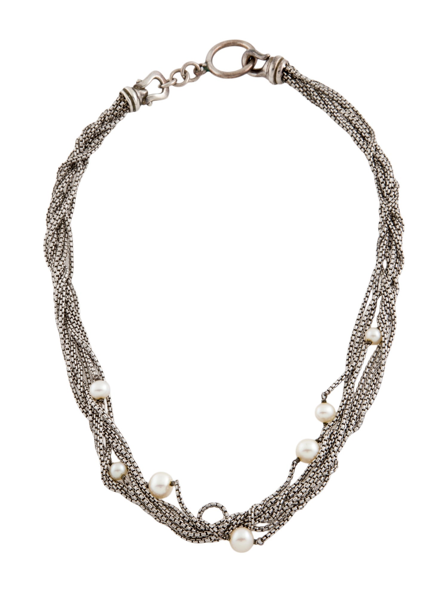 David Yurman Pearl 8 Row Box Chain Necklace