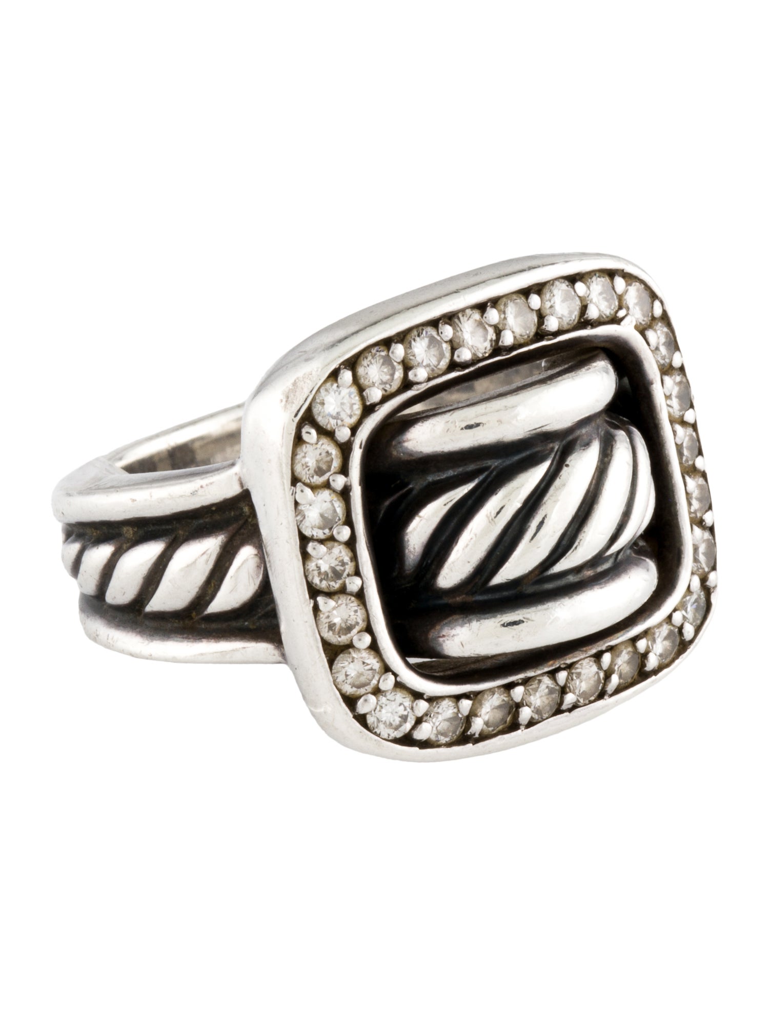 David Yurman Diamond Cable Buckle Ring