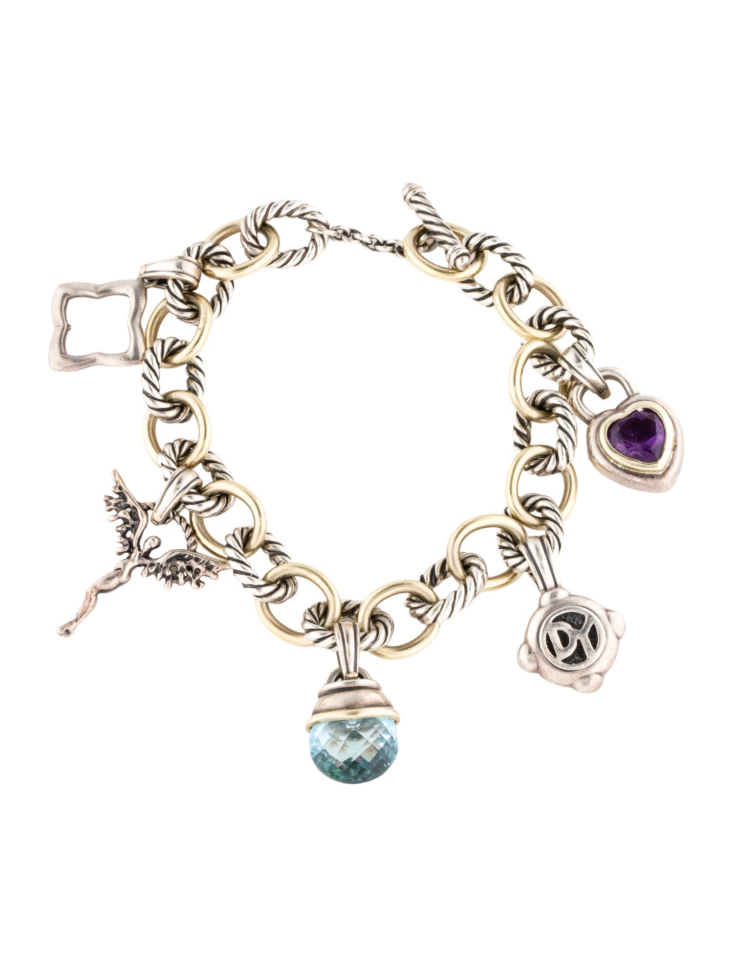David Yurman Topaz & Amethyst Charm Bracelet